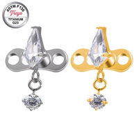 Pendentif Freya ASTM F136 en Titane et Zircon, Micro-ancrage Dermal, Bijou de Piercing pour Clavicule