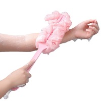 Vente en gros Long manche PE Mesh Loofah Douche Épurateur Exfoliant Luffa Dos Bain Corps Brosse