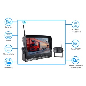 Sistema de Cámara de Visión Trasera Inalámbrica para Camiones, Gestión de Flotas, ADAS, Monitor de 9 Pulgadas, Cámara de Reversa, Kit DVR de Seguridad IPS 1080P - Product Image 4