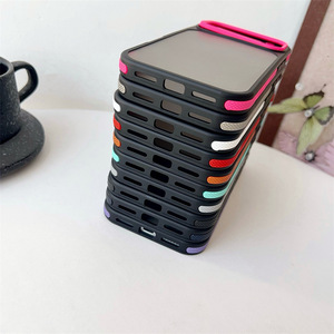 เคส iPhone 17 Pro Max รุ่นใหม่แบบมีร่อง, 16 / 15 สีดำด้านโปร่งแสง, 14 ลายหยดน้ำ, 13 ขอบสีแบบครอสบอร์เดอร์ - Product Image 3