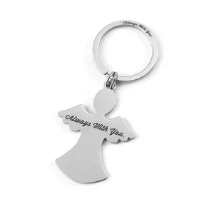 Gifts Black Laser 2024 Silver Metal Custom Key Chain Wing Angel Keychains