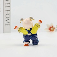 SHINNYGIFTS Boîte à Bijoux en Métal Plaqué Or avec Émail, Figurine Singe, Strass et Design Sucette pour Feng Shui - Vente en Gros