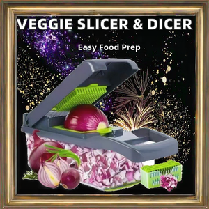 Wholesale Stainless Steel 16-Piece Semi-Automatic <b>Multifunctional</b> <b>Vegetable</b> Slicer Dicer <b>Cutter</b> Veggie Chopper Portable Handheld - Product Image 2
