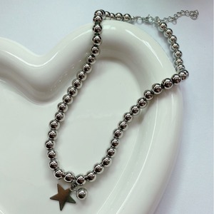 Collier en chaîne à billes en acier titane avec pendentif étoile à cinq branches, style mode et décontracté, bijou simple et polyvalent - Product Image 2
