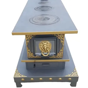 Moq1 Staonless Heating Burner Stove With Chimney Ethnic Pattern Indoor Heating Cooker Fireplace Burning Wood Fire Stove