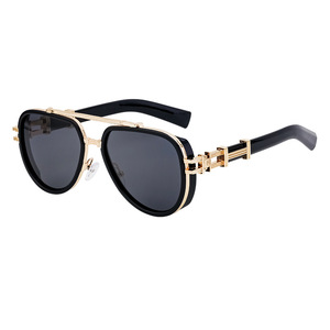 Gafas de Sol Polarizadas para Hombre ZS-98243P, UV400, Marco de PC, Lentes TAC, Estilo Retro de Doble Puente Metálico, Color Negro - Product Image 3