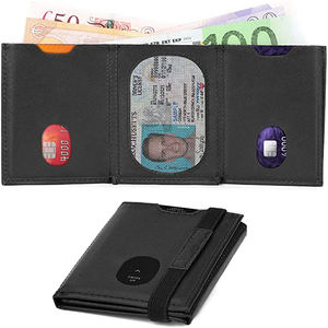 2021 minimo di affari supporto di carta del raccoglitore di tendenza Eurpo con cinghia elastica, OEM degli uomini del cuoio genuino della carta di credito sottile portafogli in pelle - Product Image 2