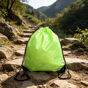 Sac de voyage à cordon de serrage haut de gamme, logo personnalisé, nylon, polyester, imperméable, sac à cordon de serrage pour la randonnée en plein air, sac à cordon de serrage pour le sport - Product Image 1