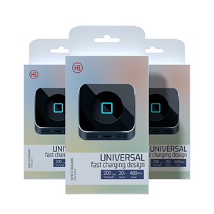 Dossiers personnalisés en carton blanc écologique pour banques d'alimentation avec logo en relief, design suspendu pour <span class=keywords><strong>la</strong></span> vente au détail, pour banques d'alimentation et câbles - Product Image 2