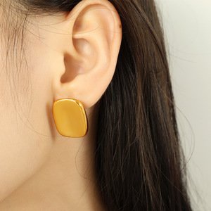 ต่างหูทรงเรขาคณิตสี่เหลี่ยมทองเงินไทเทเนียมเหล็กเครื่องประดับแฟชั่นขายส่ง EH397 - Product Image 3