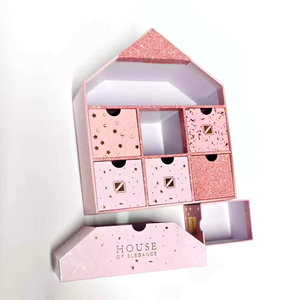 Boîte cadeau de stockage de bijoux en forme de maison faite à la main sur mesure 7 jours avec <span class=keywords><strong>calendrier</strong></span> de l'avent fabriquée en usine pour la stratification <span class=keywords><strong>Little</strong></span> Matt - Product Image 6