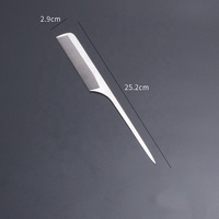 Peigne en métal pour Salon de coiffure, LOGO personnalisé en acier inoxydable, peignes de tressage en argent, peigne en queue de Rat, vente en gros