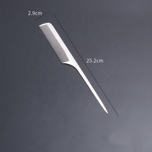 Peigne en métal pour Salon de coiffure, LOGO personnalisé en acier inoxydable, peignes de tressage en argent, peigne en queue de Rat, vente en gros - Product Image 6