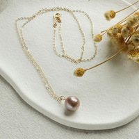 Collier de perles d'eau douce violettes Edison - Accessoire naturel - Pendentif plaqué or 14 carats