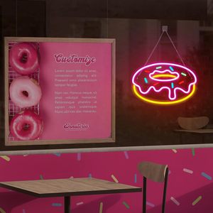 Coffee Donuts Letreros Neon LED indoor hanging ambient light shop <b>sign</b> wall decoration light entrance indicator light Customized - Product Image 5