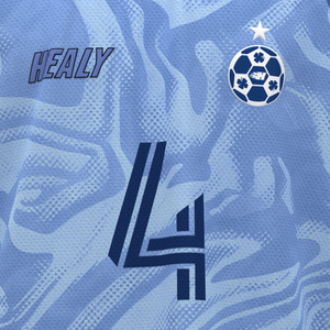 Maillot de football américain HEALY dégradé bleu clair, respirant, à manches courtes, découpe automatisée, col en V élégant, tenue de football - Product Image 5