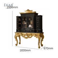 Château Noir &amp;   Buffets de style Grand Vitrine en or |   Cave à vin en verre de style rococo français de luxe - EKAR