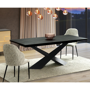 <span class=keywords><strong>Table</strong></span> à manger rectangulaire moderne <span class=keywords><strong>en</strong></span> <span class=keywords><strong>céramique</strong></span> <span class=keywords><strong>extensible</strong></span> 10 places, base <span class=keywords><strong>en</strong></span> X noire, pour hôtel, bureau, bâtiment, vente <span class=keywords><strong>en</strong></span> gros - Product Image 2