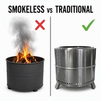 Brasero sans fumée en fer avec cendrier amovible pour l'extérieur, les patios et le camping