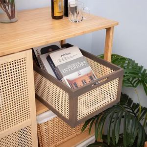 Rectangular Retro Vintage Wooden <strong>Storage</strong> <strong>Basket</strong> with Seagrass Lid Hand-held Design for Toy Books &amp; Fruit for Living Room - Product Image 6