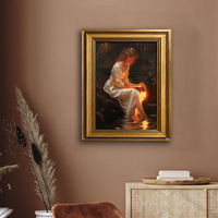 Tableau d'art de femme magnifique, chef-d'œuvre mondial, imprimé, encadrement doré fait main en alliage d'aluminium, décoration murale pour chambre d'hôtel et salon