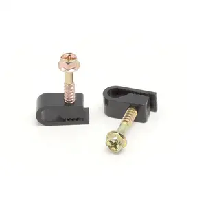 Clips de cable coaxial individuales negros Tornillos de acero inoxidable Clip de cable eléctrico Clip de tornillo de 1/4 pulgadas (6mm) y sujetador Blanco