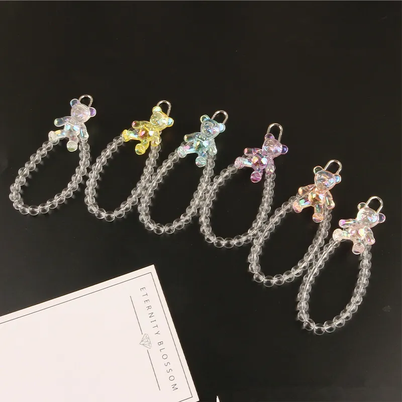 Cute Girl Jewelry Gift Glass Beaded Bracelets Key Ring Car Bear Keychain Wholesale