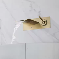 Robinet de salle de bain moderne à LED or Robinet à capteur de température automatique intelligent avec bec cascade Design mural en laiton