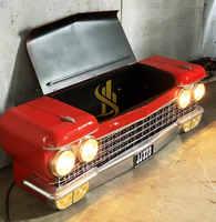 Boîte de rangement murale créative en métal pour voiture avec lumière LED, sculpture avant vintage Cadillac pour décoration sur le thème industriel