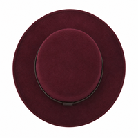 Chapeau Fedora en feutre à large bord avec logo personnalisé et accessoires de ceinture, pour femmes, automne-hiver, pour fêtes et occasions formelles, vente en gros usine, modèle uni