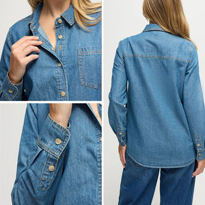 Camisa de Maternidad y Lactancia 100% Algodón Denim, Corte Relajado, Transpirable, Ecológica, con Botones, Blusa Larga para Lactancia, para el Verano y el <span class=keywords><strong>Embarazo</strong></span> - Product Image 2