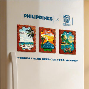 Cadre photo en bois philippin, aimant de réfrigérateur, tuile magnétique à thème <span class=keywords><strong>volcan</strong></span> Mayon, Boracay, Palawan, souvenir de voyage, cadeau décoratif - Product Image 3