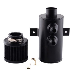 Réservoir de récupération d'huile en aluminium à déflecteurs de 750 ml avec soupape de vidange et filtre, 2 ports 10AN, pour huile, liquide de refroidissement et carburant - Product Image 3