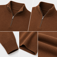 Pull en laine mélangée pour homme, col montant zippé, style Old Money, tricot fin, décontracté chic, automne-hiver, vente en gros