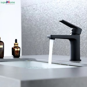 Robinet de lavabo de salle de bain moderne à trou unique, à montage sur plan, de style géométrique, noir mat, laiton antique, par le fabricant OEM Superhome - Product Image 6