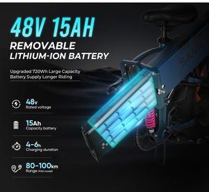 จักรยานไฟฟ้าพับได้ RTS AU warehouse ขนาด 20 นิ้ว โครงอลูมิเนียมอัลลอยด์ จักรยานไฟฟ้าแบบถนน 48V ยางใหญ่ - Product Image 5