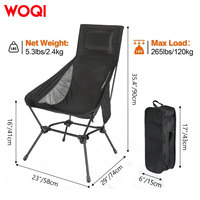 Chaise pliante WOQI en fer à dossier haut pour l'extérieur - Portable pour la pêche, le camping et le jardin - Design contemporain - Option de logo personnalisé