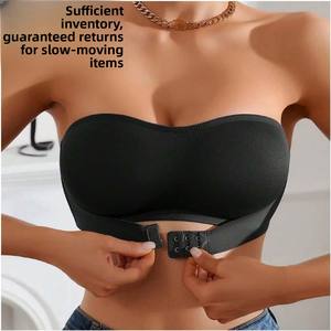 Sujetador sin tirantes para mujer al por mayor, sexy, sin costuras, con botón frontal, cómodo, liso, media copa, antideslizante, ropa interior - Product Image 1