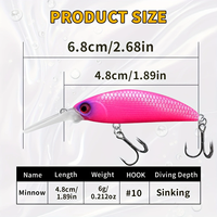 1 leurre minnow coulant, 4,8 cm 6g, leurre dur artificiel imitation micro-creature à longue paleteuse pour la pêche en eau douce