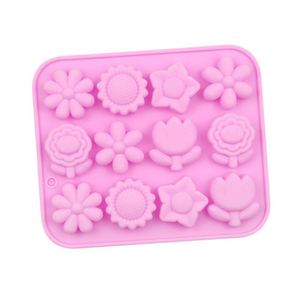 Moule en silicone écologique personnalisé avec logo, 12 cavités, formes de fleurs variées, pour pudding, gâteau, bougie, savon, résine, OEM/ODM - Product Image 3