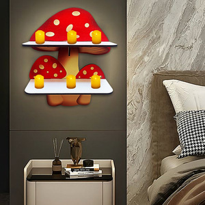 Decoraciones para fiestas de Halloween, estantes de madera con forma de hongos, estanterías de cristal y adornos. - Product Image 4