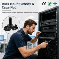 JSCREW M6 Kit d'écrous et de vis à cage, en acier au carbone zingué noir, matériel de montage en rack pour armoire serveur, rack réseau, centre de données