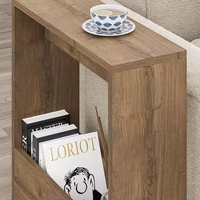 Table d'appoint moderne minimaliste en bois massif avec alimentation électrique, multi-niveaux, sur pied, pour salon et canapé