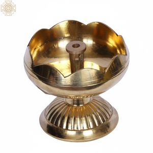 2 Brass Flower Design Deepak <b>Oil</b> <b>Lamps</b> & Accessories Price Per Pair - Product Image 1