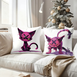 Purple devil cat plush pillow, Christmas decoration, sofa cushion, holiday gift. - Product Image 4