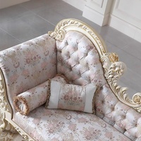 Traditionelles Design Wohnzimmer-Möbelset Klassische Goldfolie Massivholz-Schnitzerei Chaiselongue Relaxsessel Esszimmer