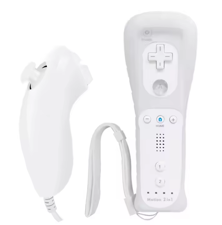 White Remote Nunchuck Moton 2 in 1