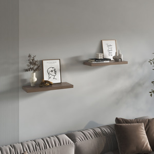 Floating Shelves <b>Light</b> Brown 2 Shelves 1.50 In H Wall Mount Storage Display Rack - Product Image 2