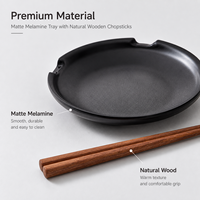 Assiette à baguettes en mélamine noire de 18,8 cm, incassable, de qualité alimentaire, en résine de mélamine, pour restaurant et hôtel