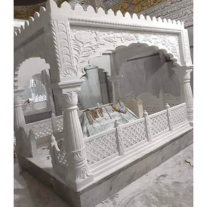 Tumba de Dargah Mazar de mármol blanco tallada a mano con pilares, arcos, trabajos y diseño floral islámico - Product Image 2